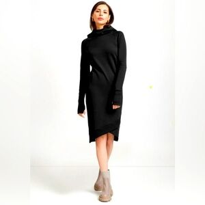 Marcella NYC Walker Sweatshirt Dress Black Size L NWT